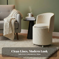 Mobile with Wheels Wheeled Storage Stool Upholstered Seat Rolling Storage Chair 360° Swivel Indoor Seating Scratch Resistant for Makeup Users, Adults, Students, Dressing Room, Bedroom, Entryway, Home Office