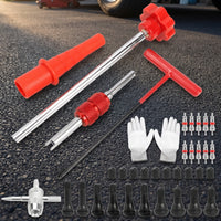 36 Pieces Valve Stem Installation Tool Complete Tire Valve Stem Tool Kit Tubeless Knurled for DIYers, Garage, Roadside Emergency