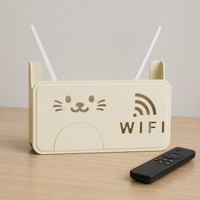 Wall Mounted Cable Tidy Box for Router, Drill Cable Management Box, 24.5x14x6cm Cartoon Cat Design, Home Office Organiser