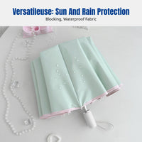 16-Rib Folding Sun Umbrella, Windproof UV Protection, Dual-Use, Colorful Coating, Contrasting Colors