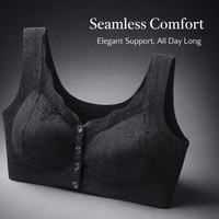 Front Fastening Bra for Women with Ice Silk Material, Non Wired for Plus Size with Embossed Detail, Seamless Everyday for Home Wear