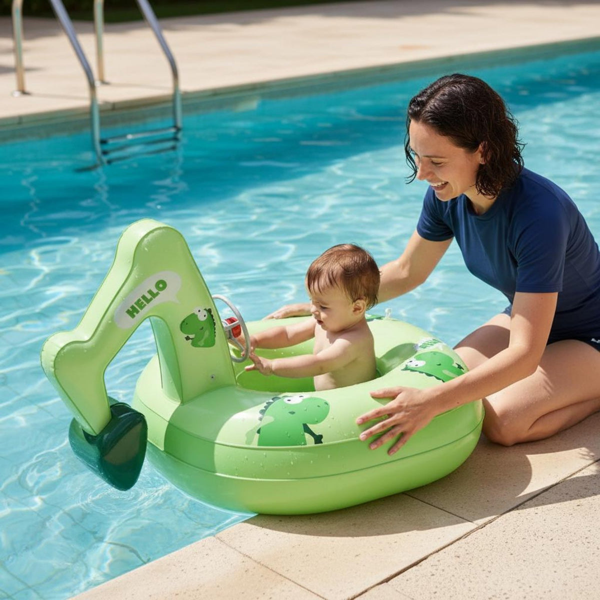 Cute Dinosaur Baby Buoy Stable and Upright Dinosaur Swim Buoy Easy to Inflate Baby Swim Float Seat Leak-Proof PVC for Babies, Toddlers