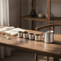 Tea Set Ornament Modern Ceramic Tea Set Brushed Silver Teapot Ornament for Tabletop