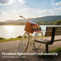Waterproof Imitation Rattan Front Basket Easy to Clean Front Handlebar Basket Long-Lasting for Parents, Commuting