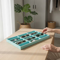 Compartmented Eyeglasses Tray Organized Eyeglass Tray Open-Top Sunglass Organizer Slim-Profile for Retailers, Collectors, Retail Display Cases, Dresser Drawers, Countertop