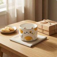 Cartoon Ceramic Kitten Mug Paw Details Kitten Coffee Mug Side Handle Tableware Open-Top Top
