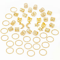 44 Pieces Bohemian Look Hair Cuff and Hair Coil Kit Adjustable Cuffs Braid Charm Jewelry Filigree Design Star Moon Hair Clips for Festivals