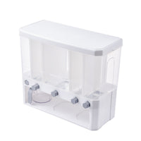 Large Capacity Press-to-Dispense Rice Container Push Button Dispensing Multi-Compartment Grain Dispenser Transparent Design for Pantry
