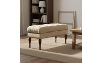 Solid Wood Legs Tufted End of Bed Bench European Design Long Entryway Shoe Bench Multi-Functional Textile Sofa Stool for Cloakroom