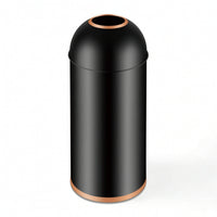 Trash Bin with Domed Top Cylindrical Trash Can with Domed Lid Easy to Clean Open Top Waste Bin for Cafes