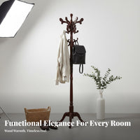 European Design Stand-Alonestanding Coat Rack Multiple Hooks Stand-Alonestanding Multi-Hook Coat Tree Sturdy and Stable Garment Holder Strong Load-Bearing for Apartment Dwellers, Homeowners, Office Workers, Bedroom, Living Room, Entryway, Hallway