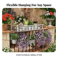 Rust-Proof Hanging Railing Planter Adjustable Hooks Railing Planter Basket Long-Lasting Flower Pot Holder Double Hook Design for Balcony Owners, Apartment Dwellers, Homeowners, Outdoor, Patio, Porch, Window