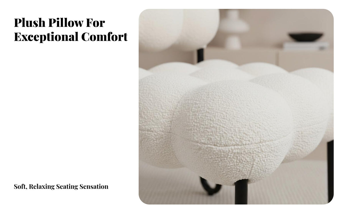 Nordic Aesthetic CumulusShaped Pouf Cream look Low Stool Multi-Functional Accent Furniture adaptable Use for Home Decorators, Young Adults, Women, Entryway, Bedroom, Living Room