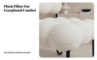 Nordic Aesthetic CumulusShaped Pouf Cream look Low Stool Multi-Functional Accent Furniture adaptable Use for Home Decorators, Young Adults, Women, Entryway, Bedroom, Living Room