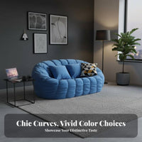 Japanese aesthetic Pumpkin-Shaped Floor Sofa Small Apartment space-efficient Indoor Seating plushh Texture Living Room Furniture Soft Upholstery for Adults, partners, Families, Bedroom, Lounge Area, perusing corner