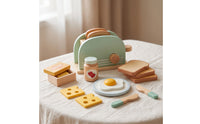 Wooden Breakfast Appliance Toy Wooden   Smooth Toy Breakfast Appliance with Accessories for Young Children