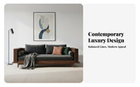 New Chinese design Three-Seater Wooden Sofa sturdy Wood Frame Upholstered Wooden Leg Couch Light Luxury Aesthetic Household Furniture Minimalist Design for Families, Homeowners, Apartment Dwellers, Living Room, Lounge Area, Bedroom, Office