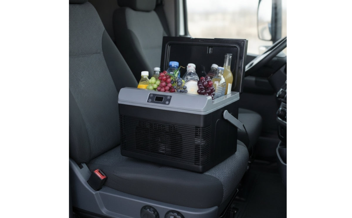 Dual-functionFunction Car Refrigerator with Warmer Compact Portable Refrigerator with Handle Thermoelectric Portable Car Fridge Hard-Sided for Campers, Camping