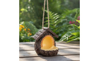 Resin Bird Feeder with Ledge Compact Hanging Bird Feeder Woodland Birdhouse with Feeding Platform Decorative for Gardeners