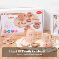 Role-Playing Fun Afternoon Tea Play Set Sturdy Wood Construction Wooden Tea Set Encourages Creativity Toy Teapot and Cups Realistic Design for Preschoolers, Toddlers, Playdates