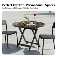 Foldable Design Collapsible Cafe Table Weather-Resistant Household Furniture Indoor & Outdoor Versatility Space-Saving for Small Families, Apartment Dwellers, Balcony, Garden, Backyard, Kitchen