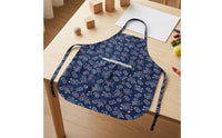Neck Loop Floral Apron Waist Ties Cotton Apron Decorative Trim Home Wear Rounded Hem