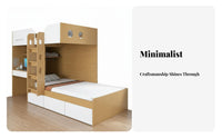 Bunk Bed Desk Wardrobe Combo Space-Saving Staggered Loft Bed Set Multifunctional Bedroom Furniture for Students, Parents, Small Apartment, Dorm Room
