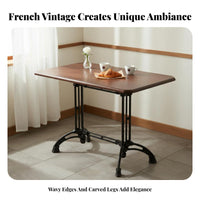 Vintage Design Cafe Table Sturdy Construction Solid Wood Eatery Table Wear Resistant Tabletop Home Furniture for Homeowners, Dessert Shop, Small Areas