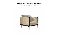 Nordic design Rattan Panel Sofa Wabi-Sabi Aesthetic paded Rattan Sofa Minimalist Design Lounge Seating Includes pads for Guesthouse Owners, Apartment Dwellers, Living Room, Small Spaces, Reception Area, Sunroom
