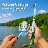 Telescopic Fishing Rod and Reel Combo 1.5m Composite Rod Saltwater Heavy Power
