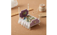 1:12 Scale Dollhouse bed Decorative 1:12 Scale Doll  Lavender Velvet Look Mini Princess Bed for Model Scene
