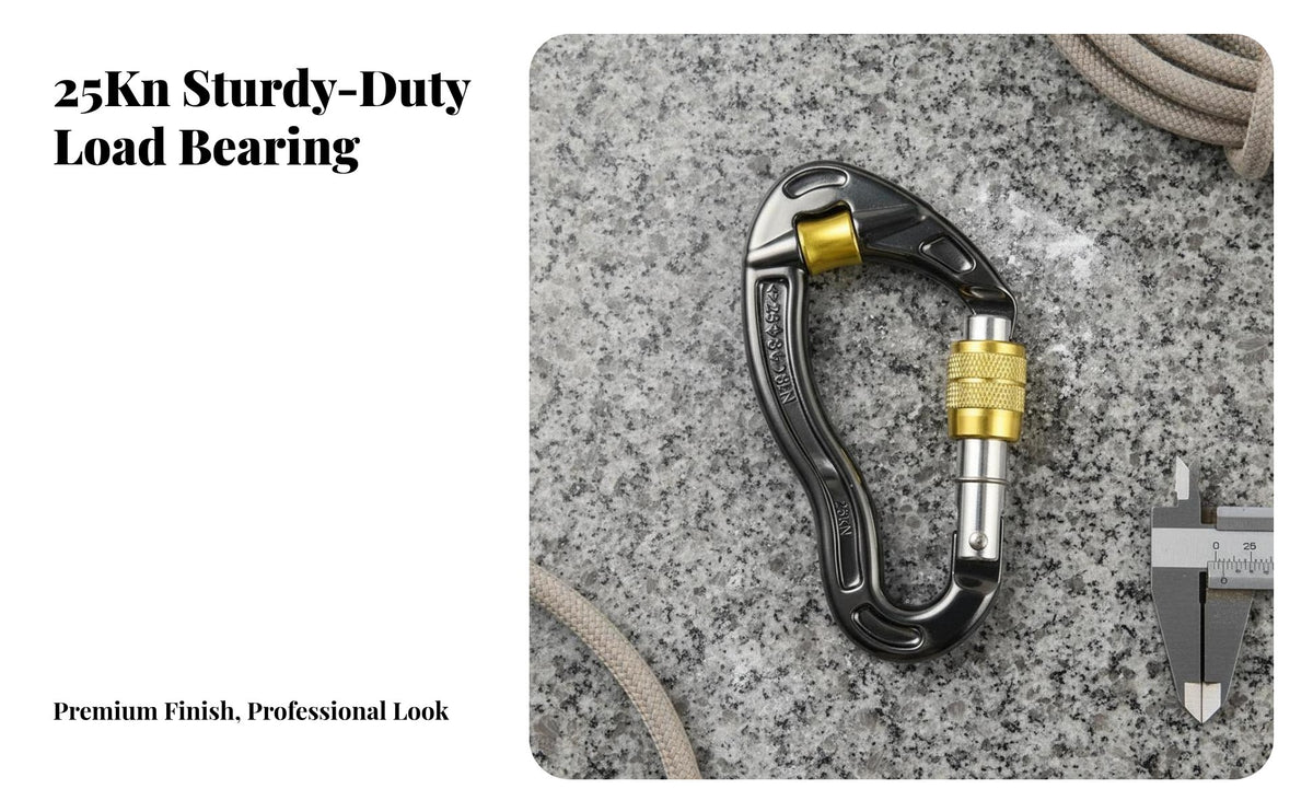Lightweight 25KN Pulley Carabiner Anti-Slip Grip Locking Pulley Carabiner Snag Snag-Resistant Climbing Hardware for Rescue Workers, Outdoor Enthusiasts, Mountaineering, Rappelling, Caving, Working at Height