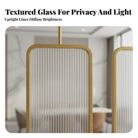 360° Rotation Rotating Fluted Glass Panel Luxury Design Partition Screen Semi-Transparent Room Divider Frosted Translucent for Business Owners, Interior Designers, Office Workers, Entrance Hall, Reception Area, Bedroom, Studio Apartment