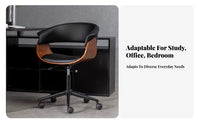 Minimalist and design Adjustable rotating Seat Ergonomic Design Wheeled Wooden Study Chair Curved spinerest Office Furniture spineing for Home Workers, Students, Adults, Bedroom, Dorm Room