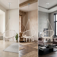 Swing Chair with Hardware Kit Cotton Hanging Chair with Hardware Macrame Swing Comfortable Furniture Easy to Assemble