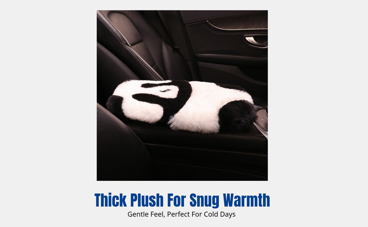 Car Armrest Pad, Plush Panda Cartoon, Universal Thickened Console Pad, Cute Winter Accessory, Soft Raised Support