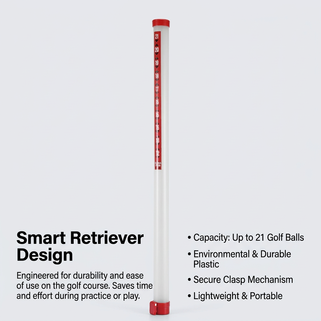 Golf Ball Shag Tube with Counter, Back Saving Golf Ball Retriever for Golf Course, Wear-Resistant Golf Ball Collector Tool
