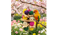 Bird Toy with Rattan Balls Shreddable Parrot Chew Toy Woven for Parrots, Conures