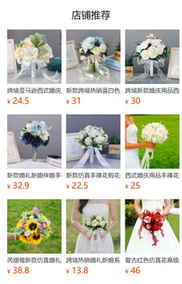 Graduated Rose Artificial Wedding Bouquet for Bride Photo Prop