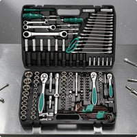 175 Pieces Chrome Vanadium Steel Automotive Socket Tool Kit 72-Tooth Mechanic Socket Set Molded Compartments Ratchet Wrench Set Hard Case for Mechanics, Auto Repair Shop, Garage