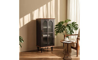 Side Cabinet Compact Cabinet with Glass Doors Wood-Look Sideboard for Living Room, Entryway, Reading Corner