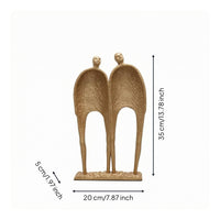 Abstract Couple Figurine Textured Abstract Figurine Tabletop Cast Iron Couple Statue for Table, Display