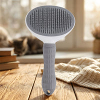 Cat Brush and Pet Hair Remover for Dog Grooming, Self Cleaning Slicker Brush with Release Button, Ribbed Handle for Dog Cat Grooming, 1 Pack