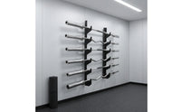Black Coated Wall Mounted Barbell Rack Space Saving 6 Slot Bar Storage Rack Easy Installation Wall Mounted Bar Holder Heavy Duty for Home Gym