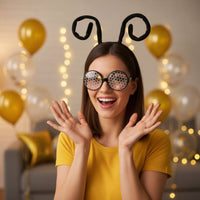 Novelty Bee Glasses Springy Feelers Honeycomb Lens Glasses Comfortable Wear Bee Costume Set for Adults, Halloween