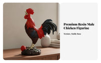 Good Luck Charm Resin Rooster Figurine Statue Detailed Craftsmanship Feng Shui Rooster Figurine Decor Vibrant Colors for Living Room