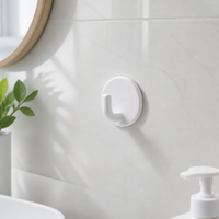 White Wall Hooks, Removable Sticky Utility Hooks, 6 Pack Towel Hook for Kitchens & Bathrooms, No Tools for Renters