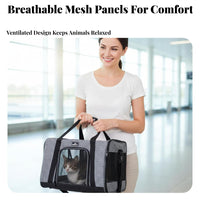 Lightweight Soft-Sided Pet Carrier Adjustable Shoulder Strap Airline Approved Cat Carrier Sturdy Material Underseat Pet Travel Bag Internal Safety Leash for Travelers, Airplanes, Car Trips, Airports, Vet Visits