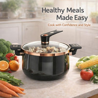 Enamel Pot with Lid, Large Stew for Slow Cooking, Non Soup with Handles for Home Induction Compatible Cookware