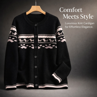 Cardigans for Women UK in Extended Sizes with Soft Viscose Jacquard Knit, Ladies Longline Chunky for Winter Casual Wear, Black Available